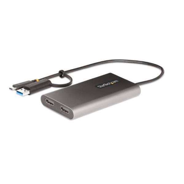 StarTech.com USB-C to Dual-HDMI Adapter, USB-C or A to 2x HDMI, 4K 60Hz, 100W PD Pass-Through, 1ft (30cm) Built-in Cable, External Video Graphics Adapter - USB to HDMI Multi-Monitor Converter for Laptop (109B-USBC-HDMI) - Adattatore video - Compatibile TA