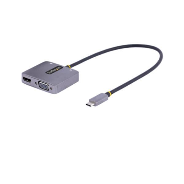 StarTech.com USB C Video Adapter, USB C to HDMI VGA Multiport Adapter w/ 3.5mm Audio Output, 4K 60Hz, HDR, 100W PD 3.0, USB C Monitor Adapter for Laptop, Thunderbolt 3/4 Compatible - USB C Display Travel Adapter (122-USBC-HDMI-4K-VGA) - Docking station -