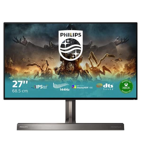 Philips Momentum 279M1RV - Monitor a LED - 27" - 3840 x 2160 4K UHD (2160p) @ 144 Hz - Nano IPS - 450 cd/m² - 1000:1 - DisplayHDR 600 - 1 ms - 3xHDMI, DisplayPort, USB-C - altoparlanti - nero lucido testurizzato