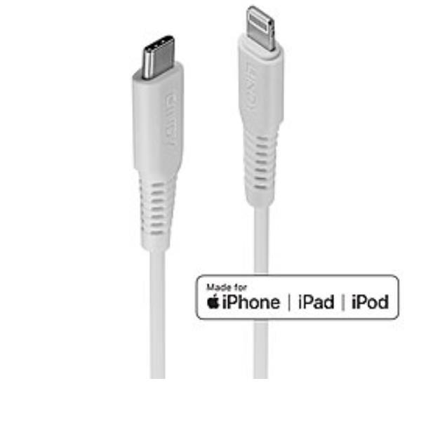 LINDY 0.5M USB C AN LIGHTNING KABEL, WEIß