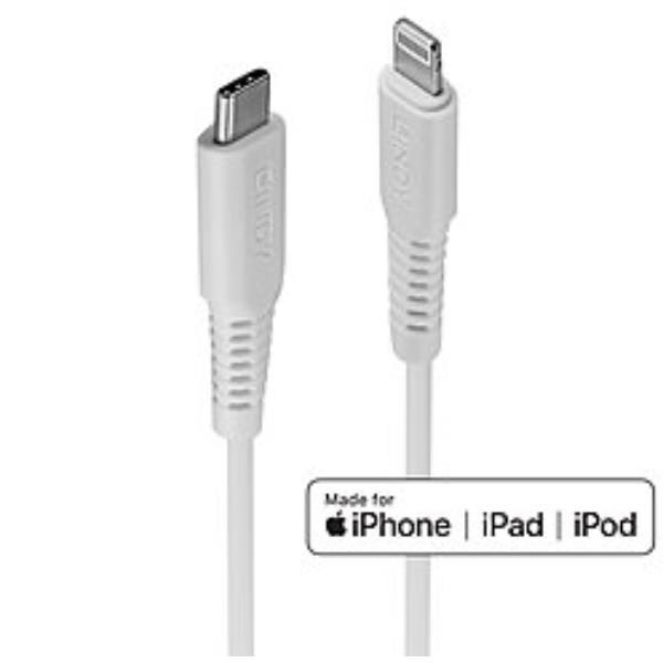 LINDY 1M USB C AN LIGHTNING KABEL, WEIß