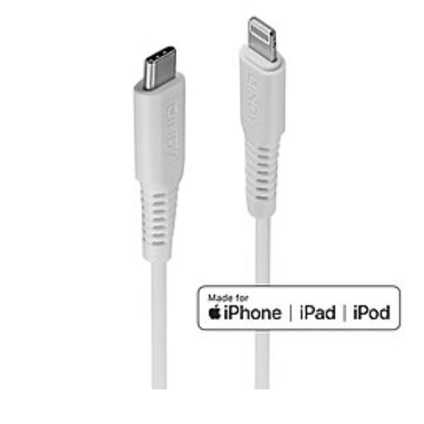 LINDY 2M USB C AN LIGHTNING KABEL, WEIß