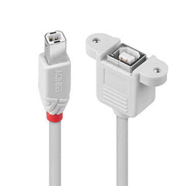 Lindy - Prolunga USB - USB Tipo B (M) a USB Tipo B (F) - USB 2.0 - 1 m - grigio chiaro
