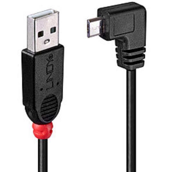 Lindy - Cavo USB - USB (M) a Micro-USB Tipo B (M) - USB 2.0 - 1 m - connettore 90°, stampato