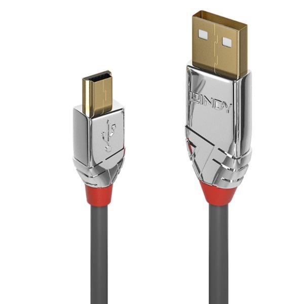 Lindy CROMO - Cavo USB - USB (M) a mini-USB Type B (M) - USB 2.0 - 7.5 m - di forma rotonda - grigio