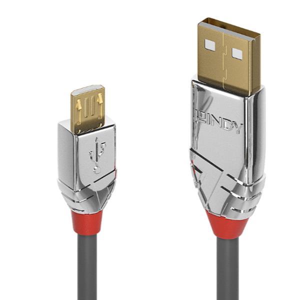 Lindy CROMO - Cavo USB - USB (M) a Micro-USB Tipo B (M) - USB 2.0 - 2 m - di forma rotonda - grigio