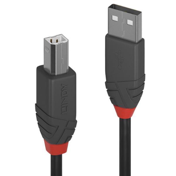 Lindy Anthra Line - Cavo USB - USB (M) a USB Tipo B (M) - USB 2.0 - 10 m - di forma rotonda - nero