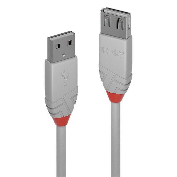 Lindy Anthra Line - Cavo USB - USB (M) a USB (M) - USB 2.0 - 5 m - di forma rotonda - grigio