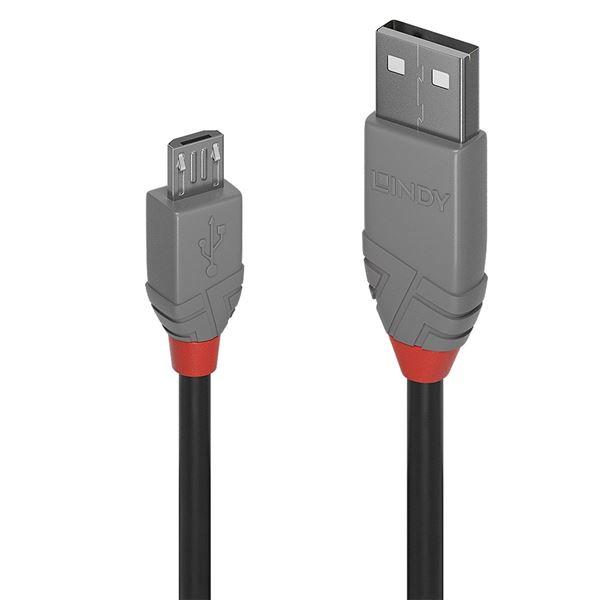 Lindy Anthra Line - Cavo USB - USB (M) a Micro-USB Tipo B (M) - USB 2.0 - 2 m - di forma rotonda - nero