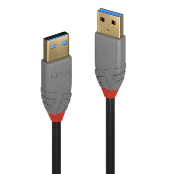 Lindy Anthra Line - Cavo USB - USB Tipo A (M) a USB Tipo A (M) - USB 3.0 - 5 m - di forma rotonda - nero