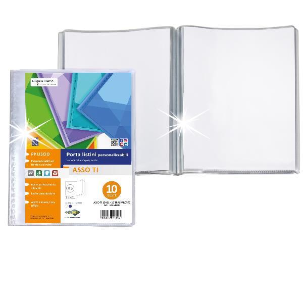 SEI ROTA ASSO TI PORTALISTINI PERSONALIZZABILE IN PP 210X150 mm A5 10 BUSTE TRASPARENTE