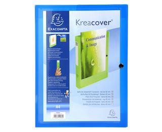 Exacompta Kreacover - Cartella a scatola - larghezza dorsale 40 mm - per A4 - blu trasparente