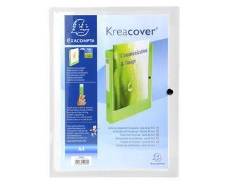 Exacompta Kreacover - Cartella a scatola - larghezza dorsale 40 mm - per A4 - bianco trasparente