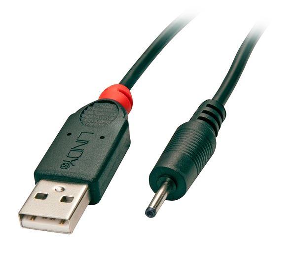 Lindy - Cavo alimentazione USB - jack CC 2,3 x 0,7 mm maschio a USB (solo alimentazione) maschio - 1.5 m - nero