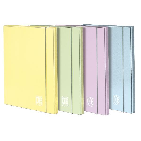 BLASETTI ONE COLOR PASTELLO CARTELLE IN CARTONCINO 350X260X12 mm CON ELASTICO COLORI ASSORTITI CONF 6 Pz.