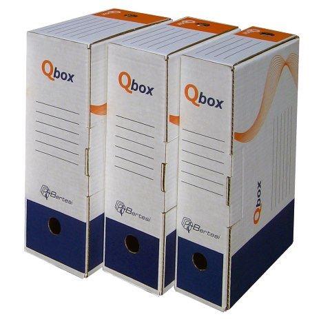 Bertesi Qbox - Cartella a scatola - larghezza dorsale 95 mm - per 255 x 360 mm - bianco (pacchetto di 25)