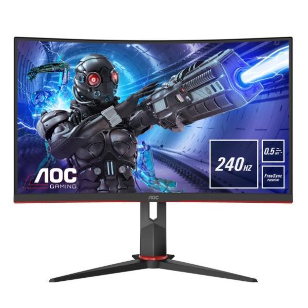 AOC Gaming C27G2ZE/BK - G2 Series - monitor a LED - gaming - curvato - 27" - 1920 x 1080 Full HD (1080p) @ 240 Hz - VA - 300 cd/m² - 3000:1 - 0.5 ms - 2xHDMI, DisplayPort - altoparlanti - nero testurizzato, rosso testurizzato