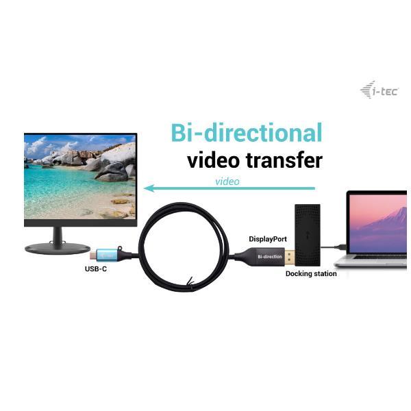 i-Tec - Cavo adattatore - 24 pin USB-C (M) a DisplayPort (M) - USB4 / Thunderbolt 3 / Thunderbolt 4 - 1.5 m - supporta 8K 30 Hz