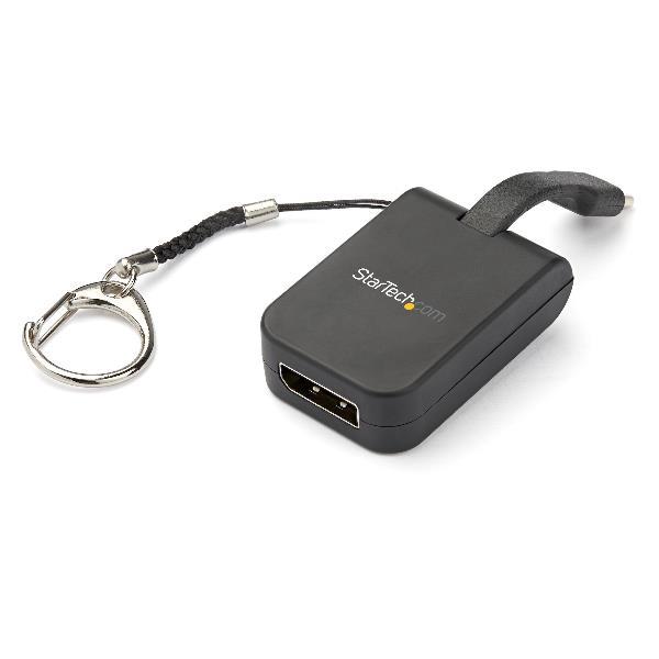 StarTech.com Adattatore portatile USB-C a DisplayPort con portachiavi e cavo flessibile incorporato - Convertitore USB C 8K60Hz (CDP2DPFC) - Adattatore USB/DisplayPort - USB-C (M) a DisplayPort (F) - Displayport 1.2/Thunderbolt 3 - supporto 4K - nero