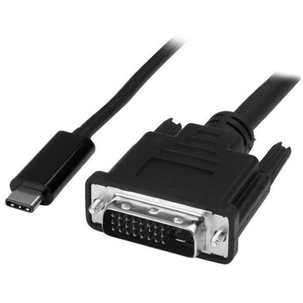StarTech.com 3.3 ft / 1 m USB-C to DVI Cable - USB Type-C Video Adapter Cable - 1920 x 1200 - Black (CDP2DVIMM1MB) - Cavo USB / DVI - 24 pin USB-C (M) a DVI-D (M) - Thunderbolt 3 / USB 3.1 - 1 m - Supporto 1920 x 1200 (WUXGA) - nero - per P/N: TB4CDOCK