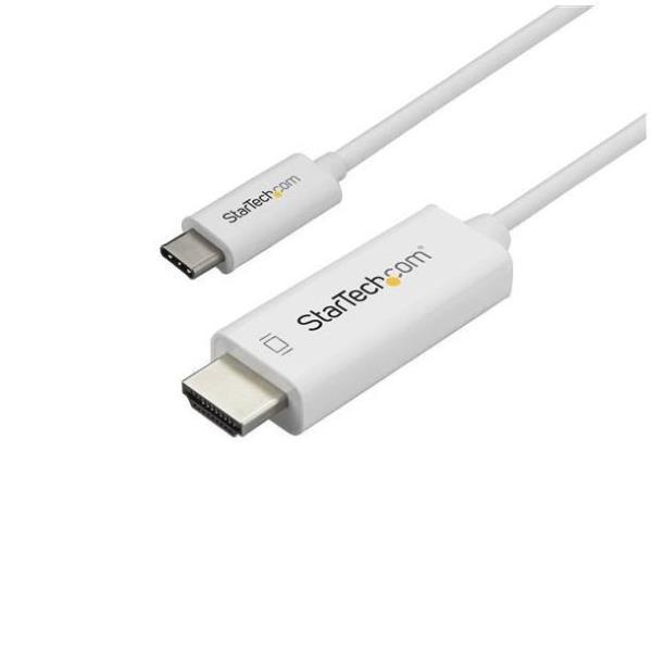 StarTech.com Cavo USB C a HDMI da 1m - Cavo Adattatore USB tipo C a HDMI 2.0 4K 60Hz - Compatibile con Thunderbolt 3 - Per monitor/display HDMI - DP 1.2 Alt Mode HBR2 - Bianco (CDP2HD1MWNL) - Cavo adattatore - USB-C maschio a HDMI maschio - 1 m - bianco -