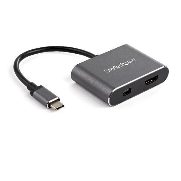 StarTech.com Adattatore multiporta USB-C a Mini DisplayPort o HDMI - 4K 60Hz HDR - Convertitore 2-in-1 USB type C a HDMI o mDP (CDP2HDMDP) - Adattatore video - USB-C maschio a HDMI, Mini DisplayPort femmina - 20.5 cm - grigio spazio - supporto 4K, attivo