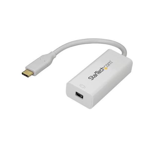 StarTech.com USB-C to Mini DisplayPort Adapter - 4K 60Hz - White - USB 3.1 Type-C to Mini DP Adapter (CDP2MDP) - Adattatore DisplayPort - USB-C (M) a Mini DisplayPort (F) - USB 3.1 / Thunderbolt 3 / DisplayPort 1.2 - 18 cm - passivo, supporta 4K 60 Hz (38