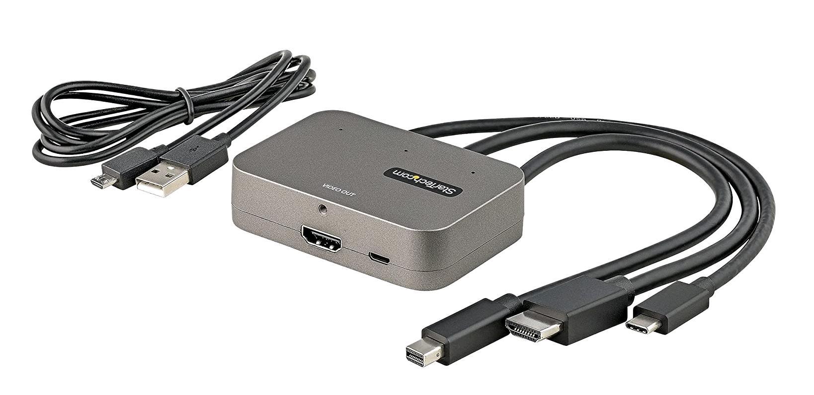 StarTech.com Adattatore Multiporta a HDMI 3-in-1 - Convertitore da USB-C, HDMI o Mini DisplayPort a HDMI 4K 60Hz per sala conferenze - Adattatore AV digitale per monitor/display HDMI (CDPHDMDP2HD) - Adattatore video - HDMI, Mini DisplayPort, 24 pin USB-C