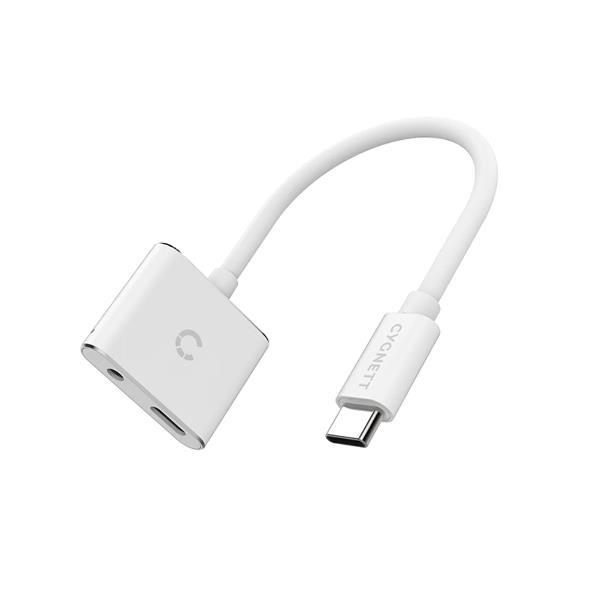 CYGNETT CY2866PCCPD ADATTATORE DI RICARICA E AUDIO USB-C A JACK AUDIO E USB-C PD BIANCO