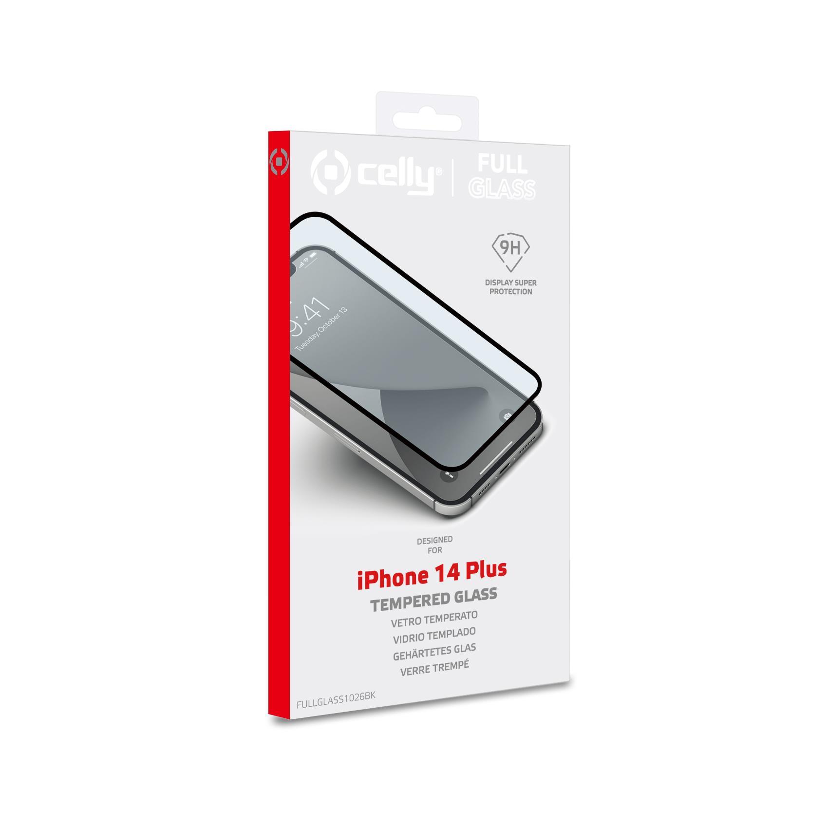 Celly Full Glass - Protezione per schermo per telefono cellulare - vetro - colore telaio nero - per Apple iPhone 14 Plus
