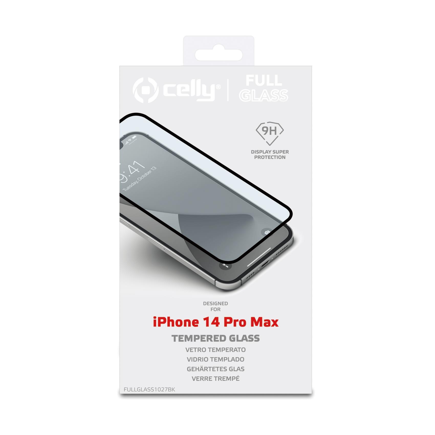Celly Full Glass - Protezione per schermo per telefono cellulare - vetro - colore telaio nero - per Apple iPhone 14 Pro Max