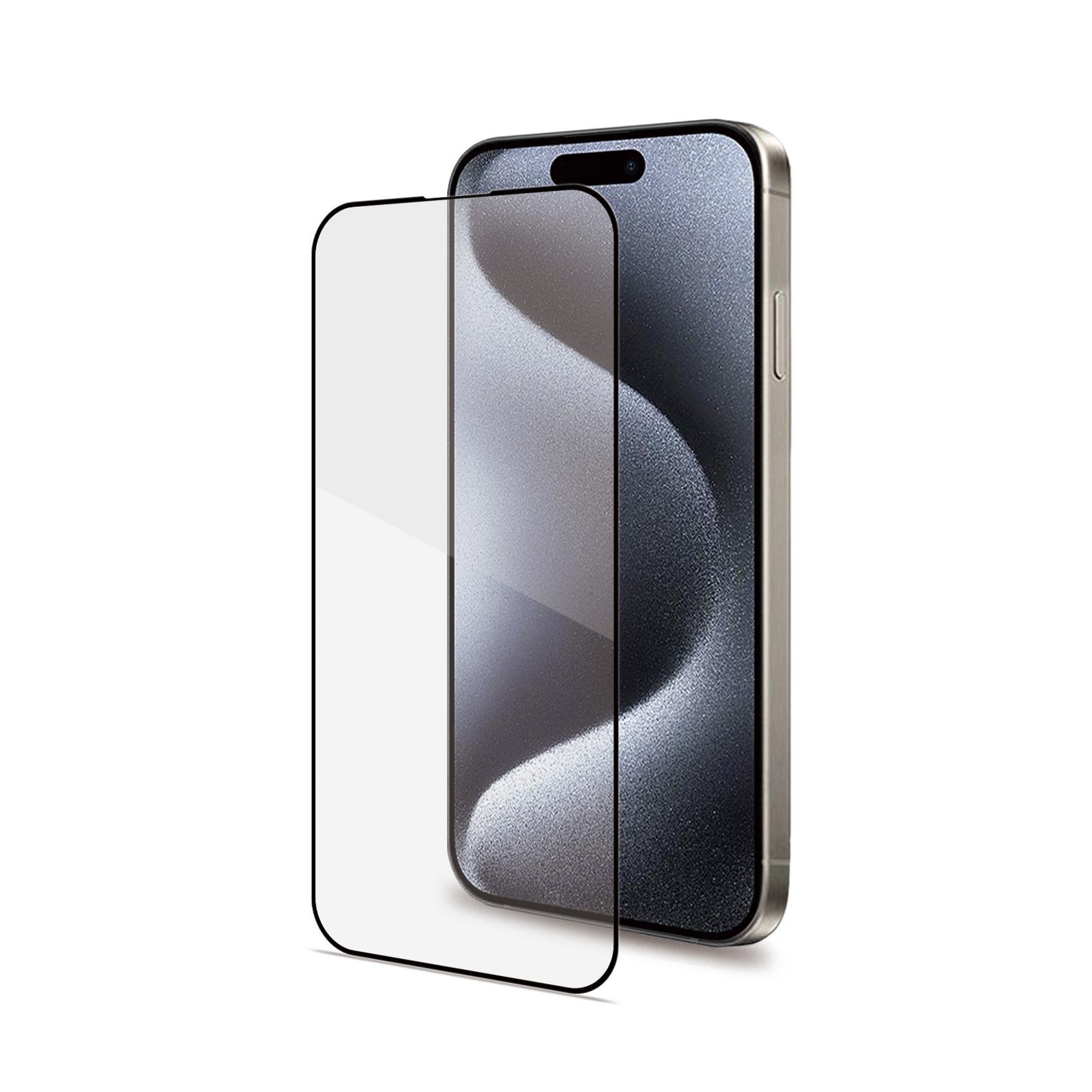 Celly Full Glass - Protezione per schermo per telefono cellulare - vetro - colore telaio nero - per Apple iPhone 15 Pro