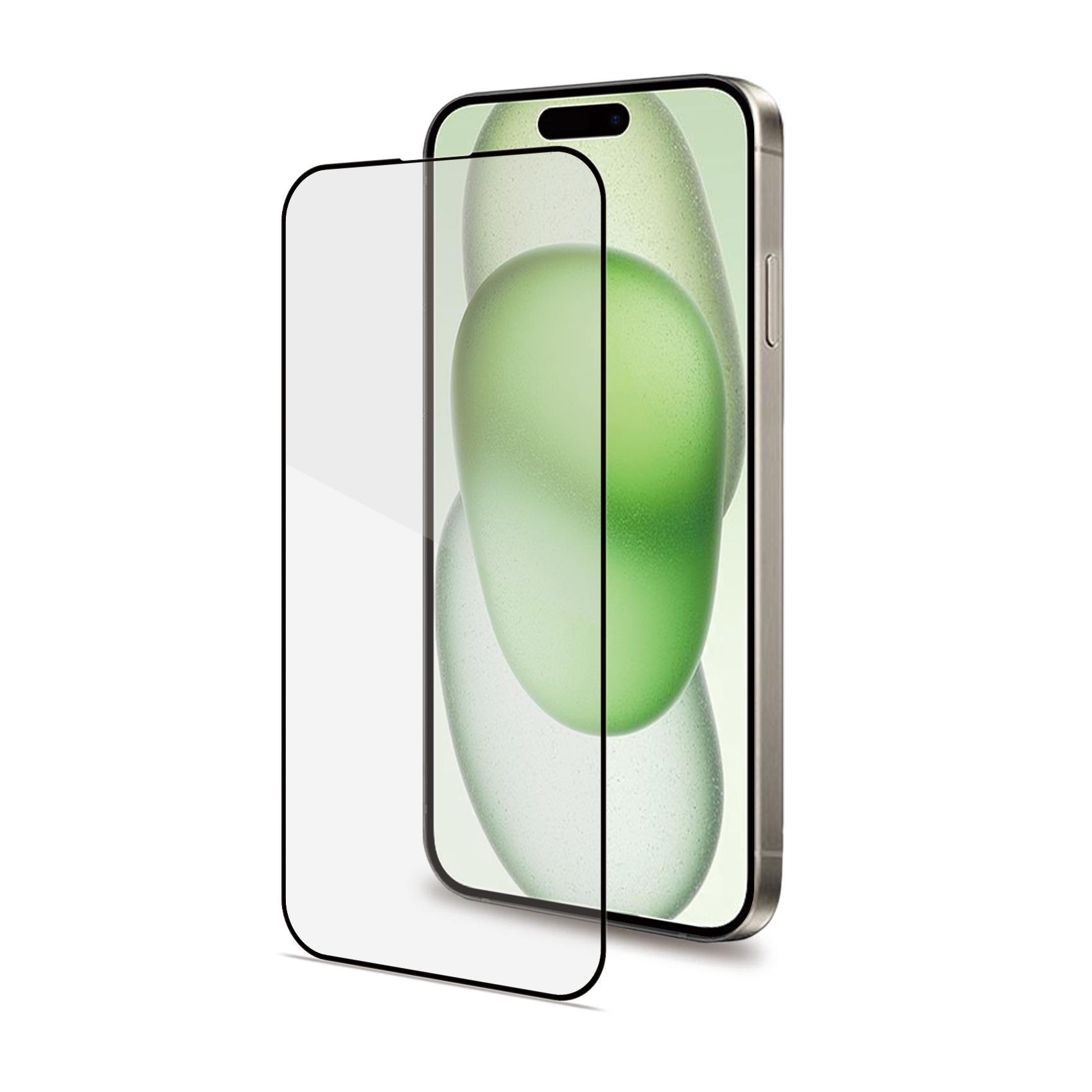 Celly Full Glass - Protezione per schermo per telefono cellulare - vetro - colore telaio nero - per Apple iPhone 15 Plus