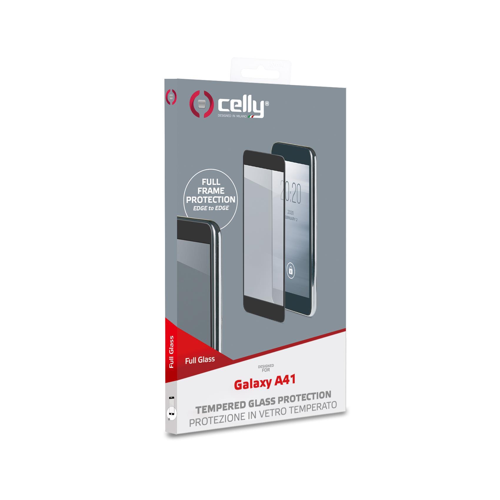 Celly Full Glass - Protezione per schermo per telefono cellulare - vetro - colore telaio nero - per Samsung Galaxy A41