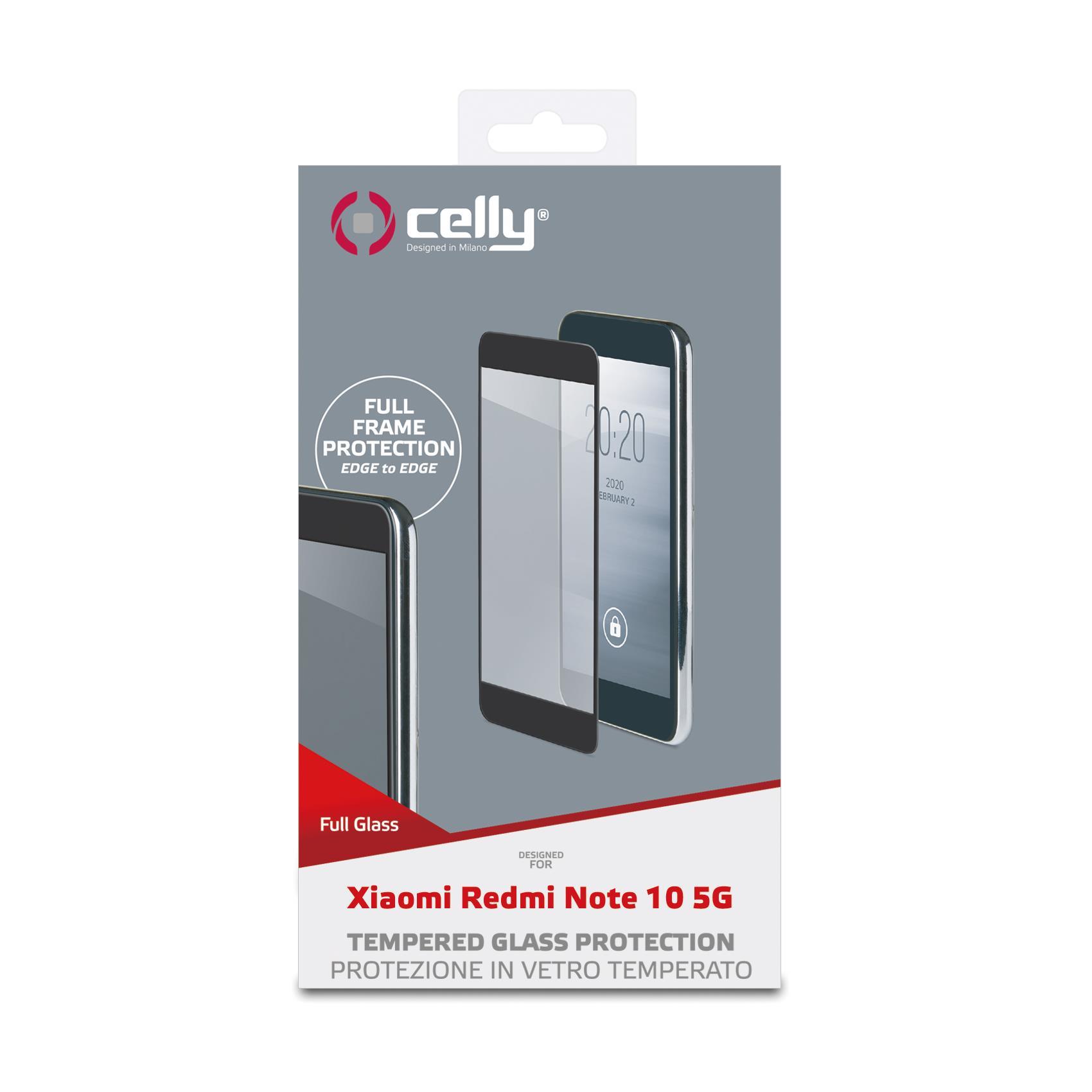 Celly Full Glass - Protezione per schermo per telefono cellulare - vetro - colore telaio nero - per Xiaomi Redmi Note 10 5G