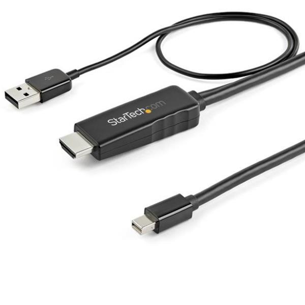 StarTech.com Cavo adattatore HDMI a Mini DisplayPort da 2 m - 4K 30Hz alimentato via USB - Convertiore attivo -Mac & Windows (HD2MDPMM2M) - Cavo audio / video - HDMI, USB (solo alimentazione) maschio a Mini DisplayPort maschio - 2 m - nero - supporto 4K