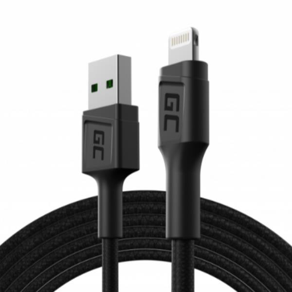 Green Cell GC PowerStream - Cavo Lightning - USB maschio a Lightning maschio - 1.2 m - a doppia schermatura - nero - per Apple iPad/iPhone/iPod (Lightning)