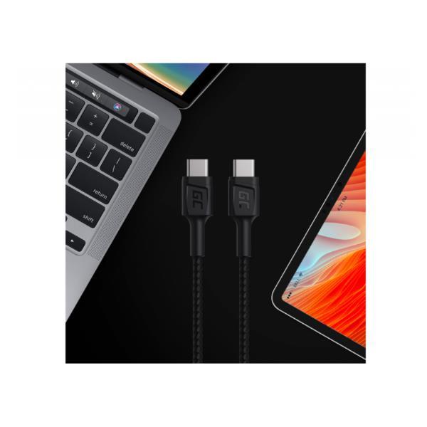 Green Cell GC PowerStream - Cavo USB - 24 pin USB-C (M) a 24 pin USB-C (M) - Supporto per l'erogazione di energia elettrica - nero