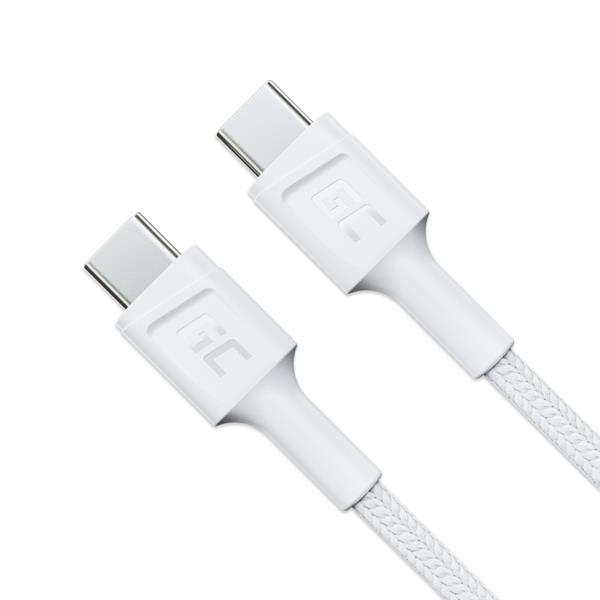 Green Cell PowerStream - Cavo USB - 24 pin USB-C (M) a 24 pin USB-C (M) - 1.2 m - USB Power Delivery (60W), up to 480 Mbps - bianco