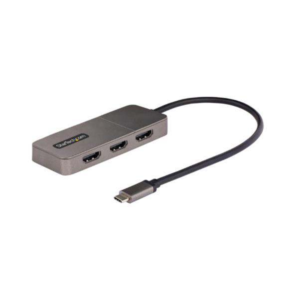 StarTech.com 3-Port USB-C MST Hub, USB Type-C to 3x HDMI Multi-Monitor Adapter for Laptop, Triple HDMI up to 4K 60Hz w/ DP 1.4 Alt Mode and DSC, HDR, 1ft (30cm) Cable, USB Bus-Powered - Multi-Stream Transport Hub (MST14CD123HD) - Splitter video/audio - 3