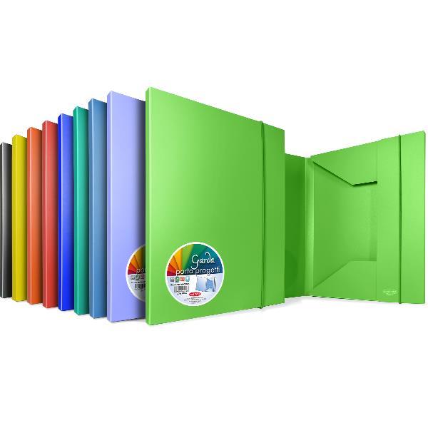 Cartellina Garda 3L - 25,5 x 34,5 cm - PP - 3 lembi - c/elastico - dorso piatto - colori assortiti - Plastibor