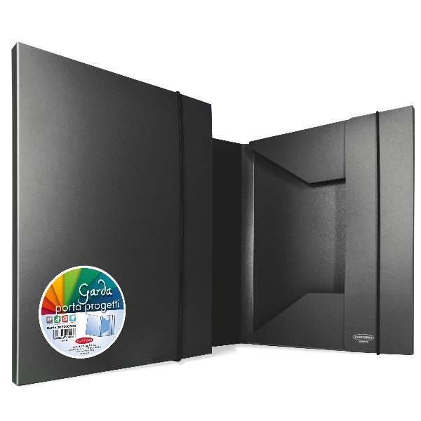 PLASTIBOR GARDA 30 CARTELLE CON ELASTICO IN PP 3 LEMBI 265X350 mm DORSO 3 CM NERO