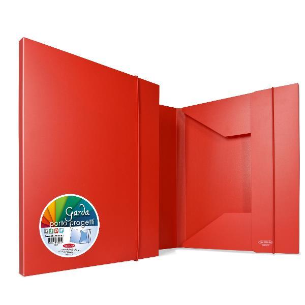 PLASTIBOR GARDA 30 CARTELLE CON ELASTICO IN PP 3 LEMBI 265X350 mm DORSO 3 CM ROSSO
