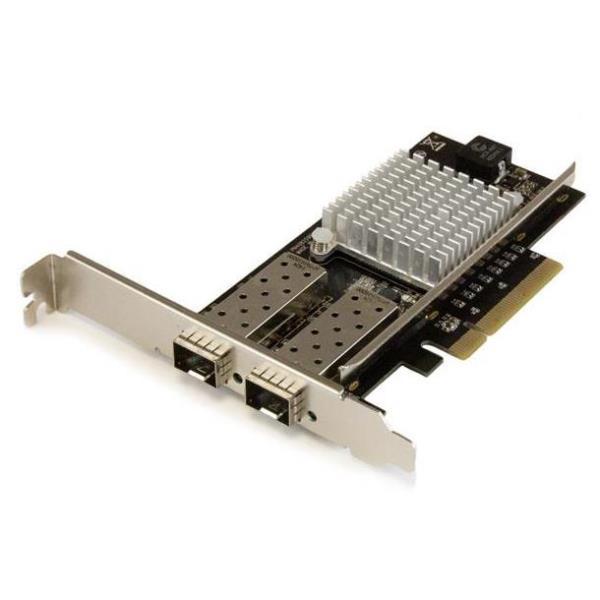 StarTech.com Scheda di rete PCI Express in Fibra ottica da 10Gb con 2 porte SFP+ aperto con Chip Intel - Adattatore di rete - PCIe 2.0 x8 profilo basso - 10 GigE - 10GBase-LR, 10GBase-SR, 10GBase-LRM - nero - per P/N: BNDTB10GI, BNDTB210GSFP, BNDTB310GNDP