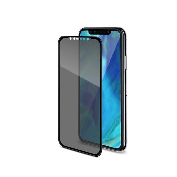 Celly - Protezione per schermo per telefono cellulare - 3D - vetro - con filtro privacy - A due vie - colore telaio nero - per Apple iPhone XS Max