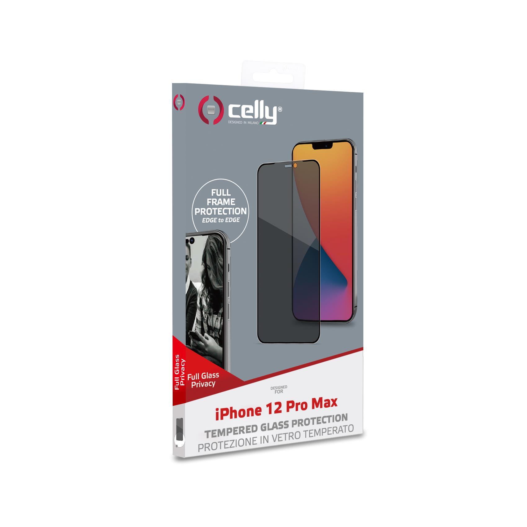 Celly Privacy Full Glass - Protezione per schermo per telefono cellulare - con filtro privacy - A due vie - per Apple iPhone 12 Pro Max