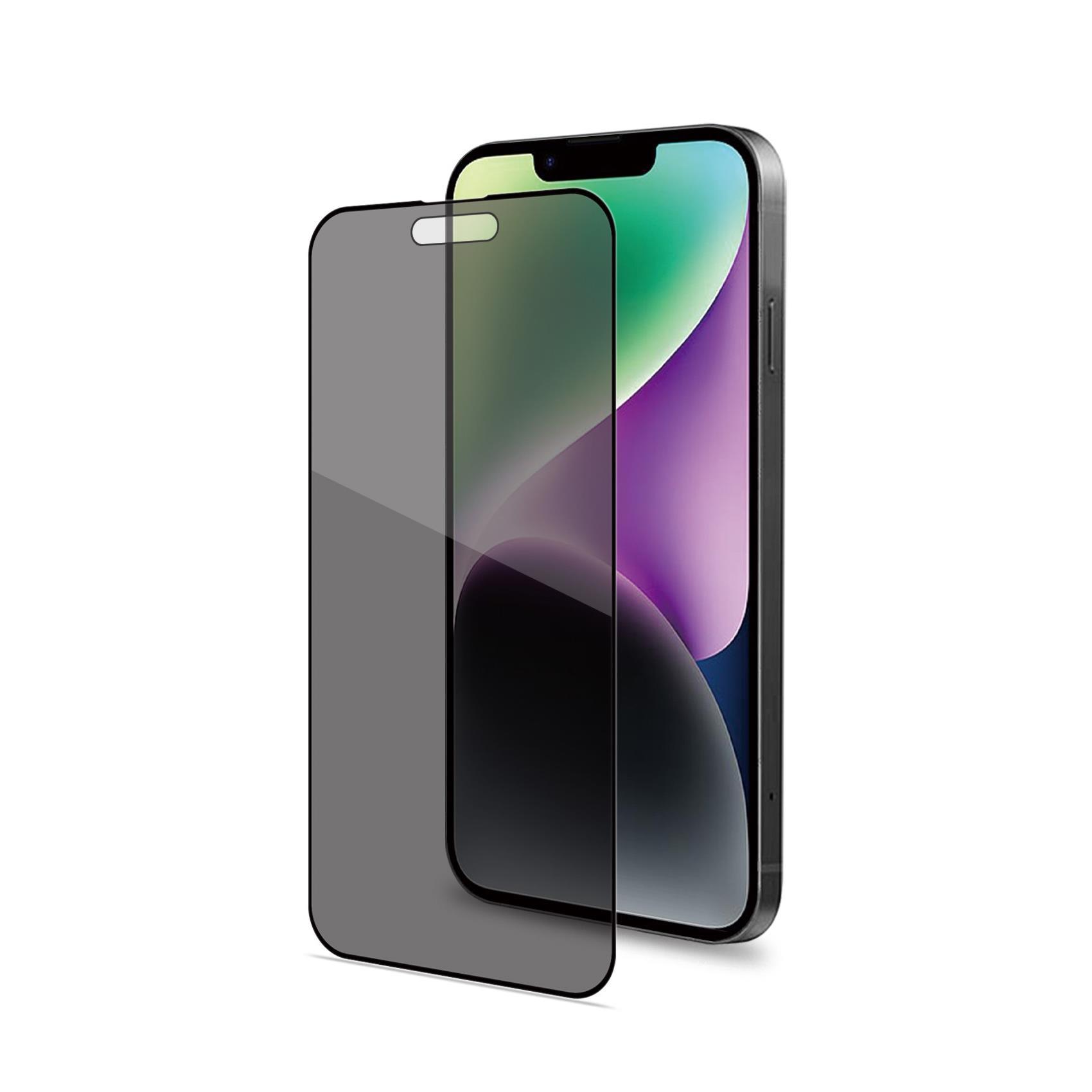 Celly Privacy Full Glass - Protezione per schermo per telefono cellulare - 3D - vetro - con filtro privacy - A due vie - colore telaio nero - per Apple iPhone 15