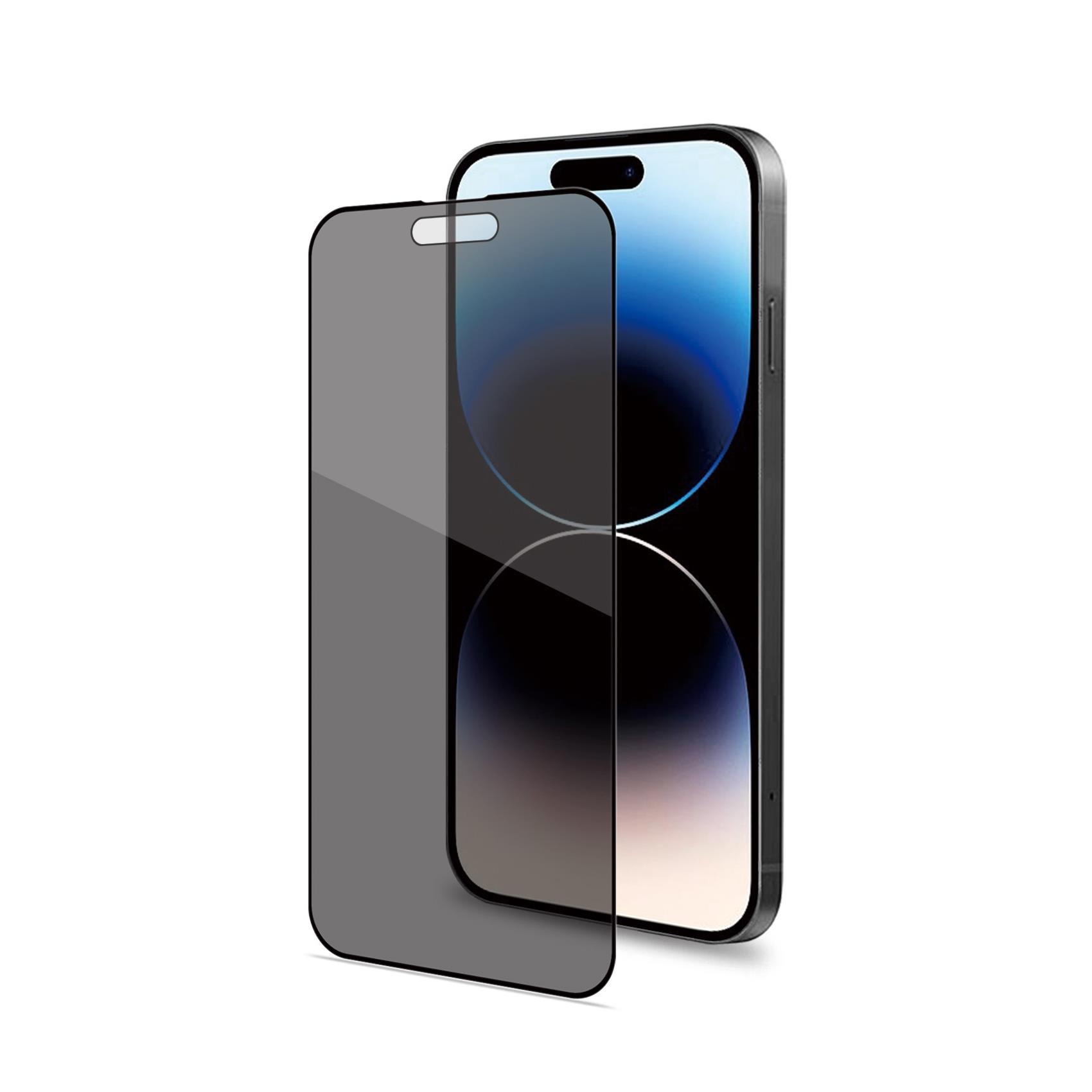 Celly Privacy Full Glass - Protezione per schermo per telefono cellulare - 3D - vetro - con filtro privacy - A due vie - colore telaio nero - per Apple iPhone 15 Pro
