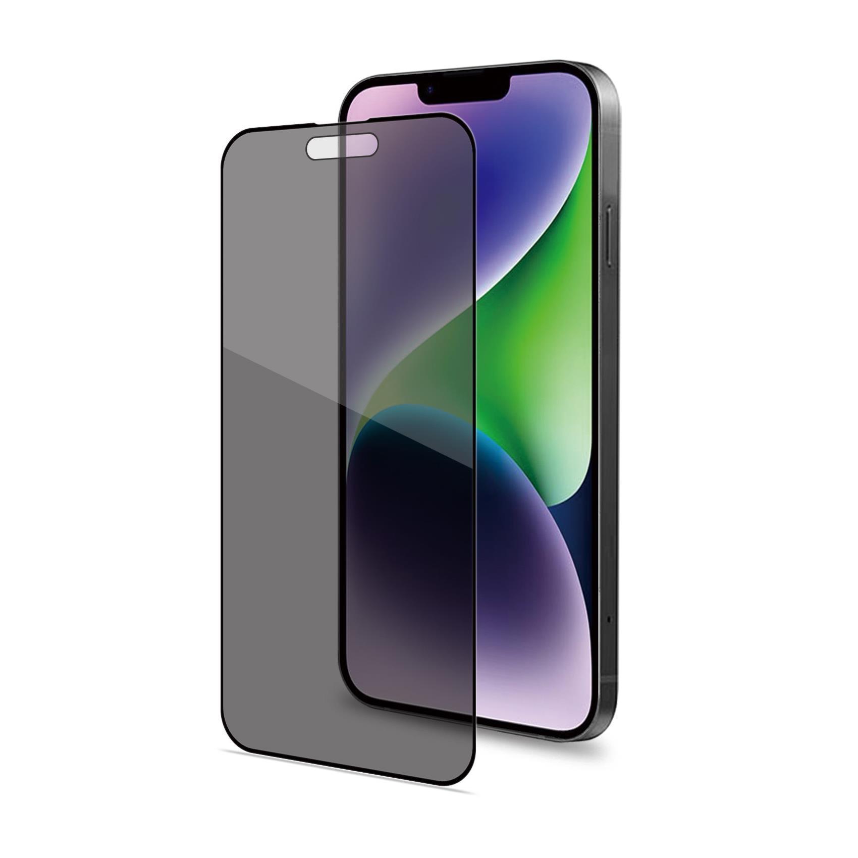 Celly Privacy Full Glass - Protezione per schermo per telefono cellulare - 3D - vetro - con filtro privacy - A due vie - colore telaio nero - per Apple iPhone 15 Plus