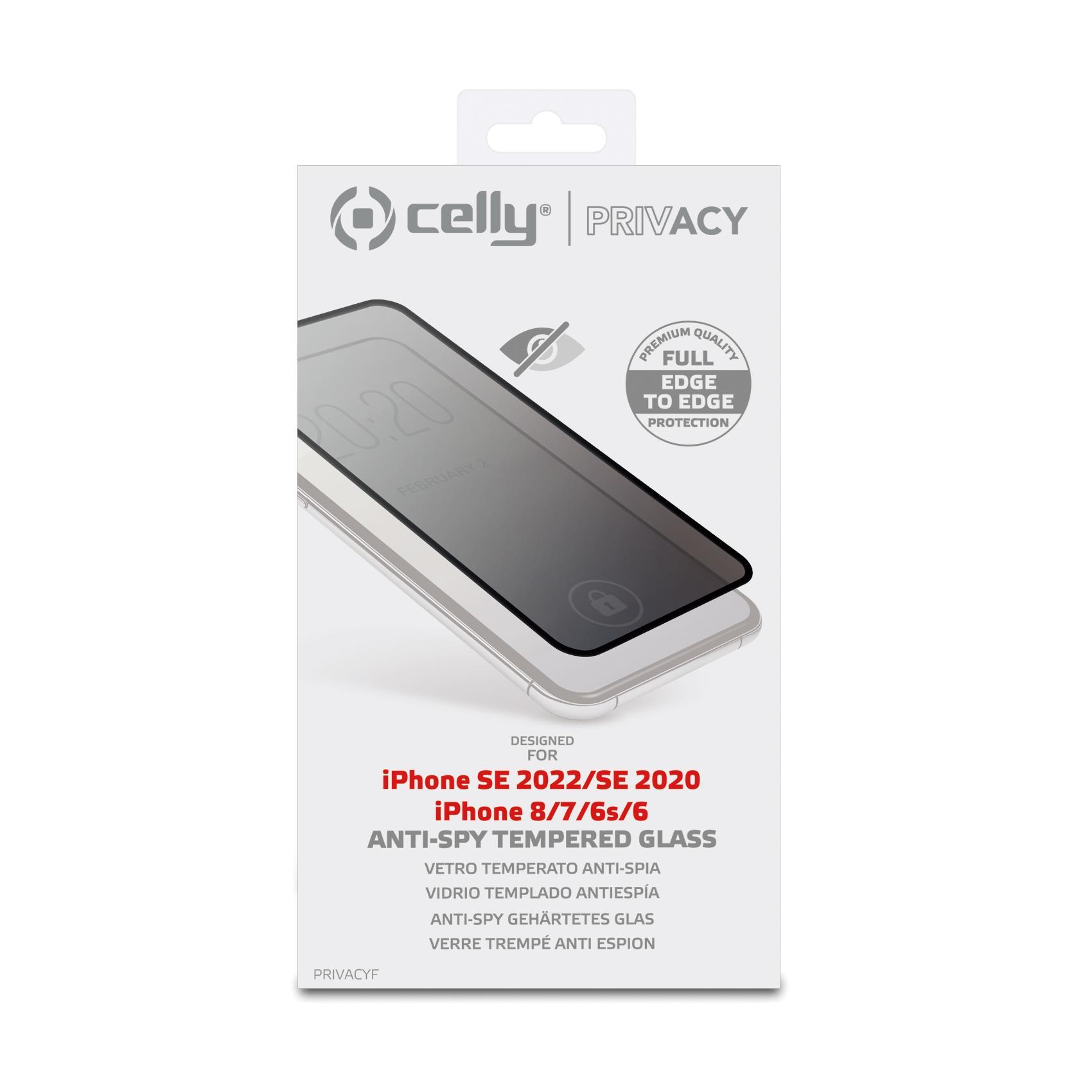 Celly Privacy Full Glass - Protezione per schermo per telefono cellulare - 3D - con filtro privacy - A due vie - per Apple iPhone 7, 8, SE (2ª gen)